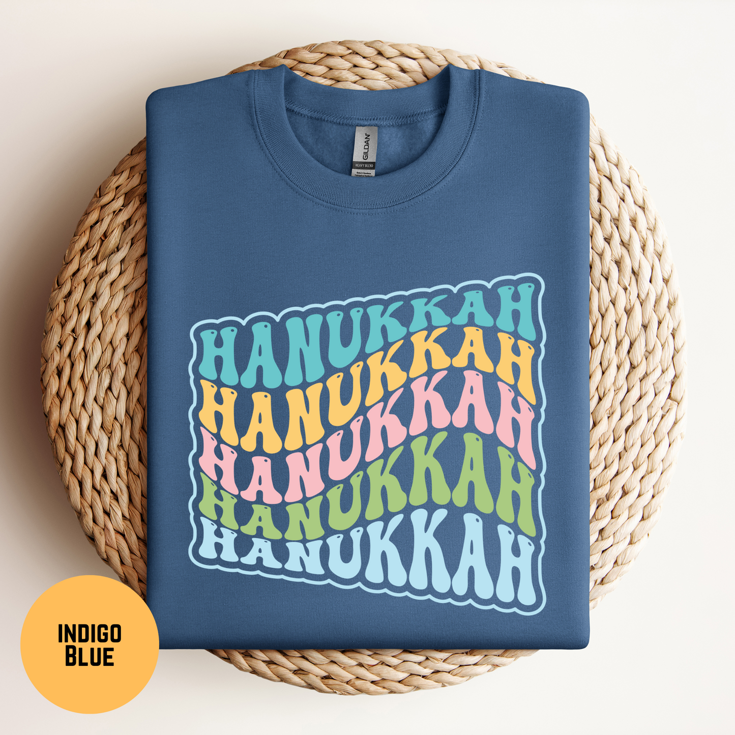 Retro Hanukkah Sweatshirt, Wavy Stacked Hanukkah Unisex Shirt