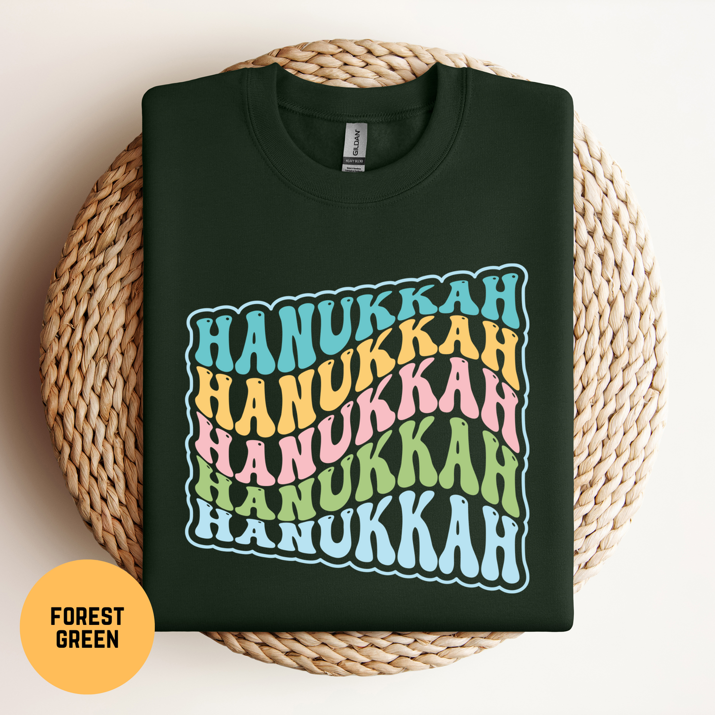 Retro Hanukkah Sweatshirt, Wavy Stacked Hanukkah Unisex Shirt