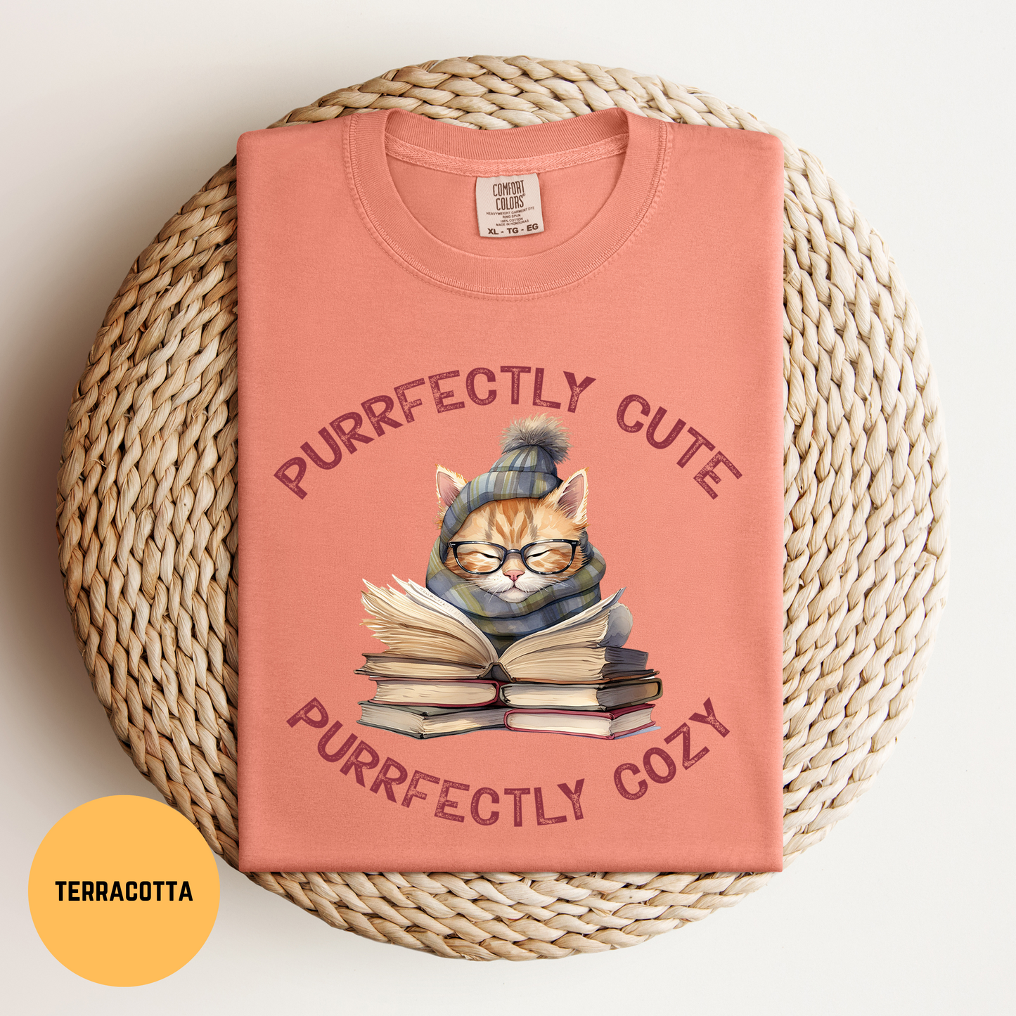 Cats & Books T-Shirt, Cat Reading Shirt, Purrfectly Cozy Cat Shirt, Funny Cat Tee