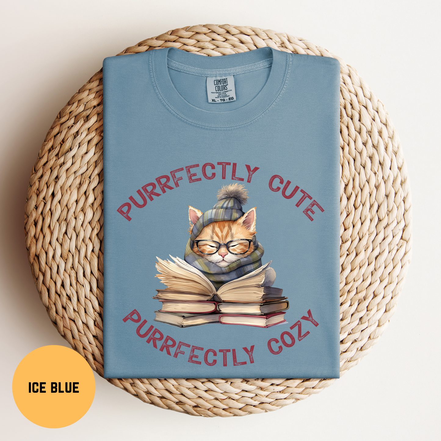 Cats & Books T-Shirt, Cat Reading Shirt, Purrfectly Cozy Cat Shirt, Funny Cat Tee