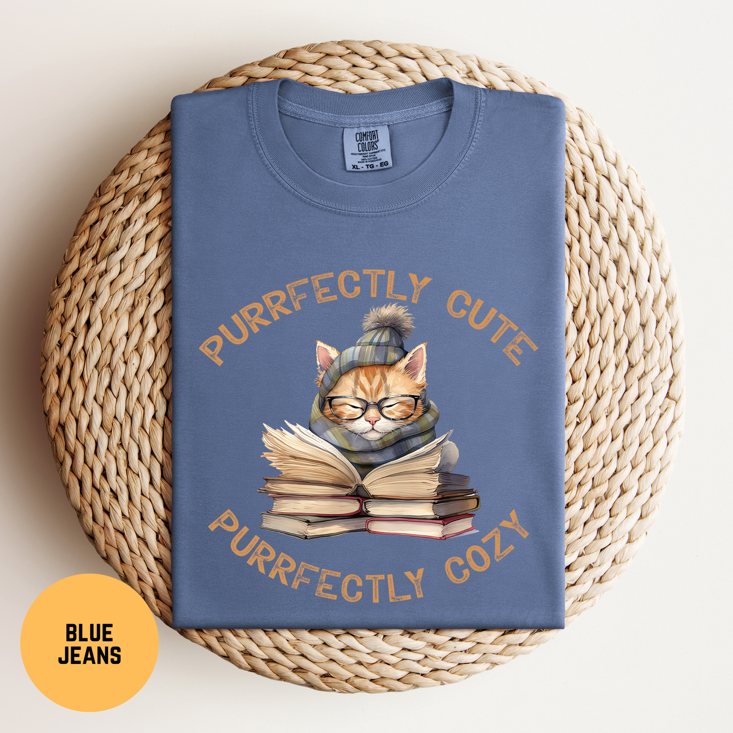 Cats & Books T-Shirt, Cat Reading Shirt, Purrfectly Cozy Cat Shirt, Funny Cat Tee