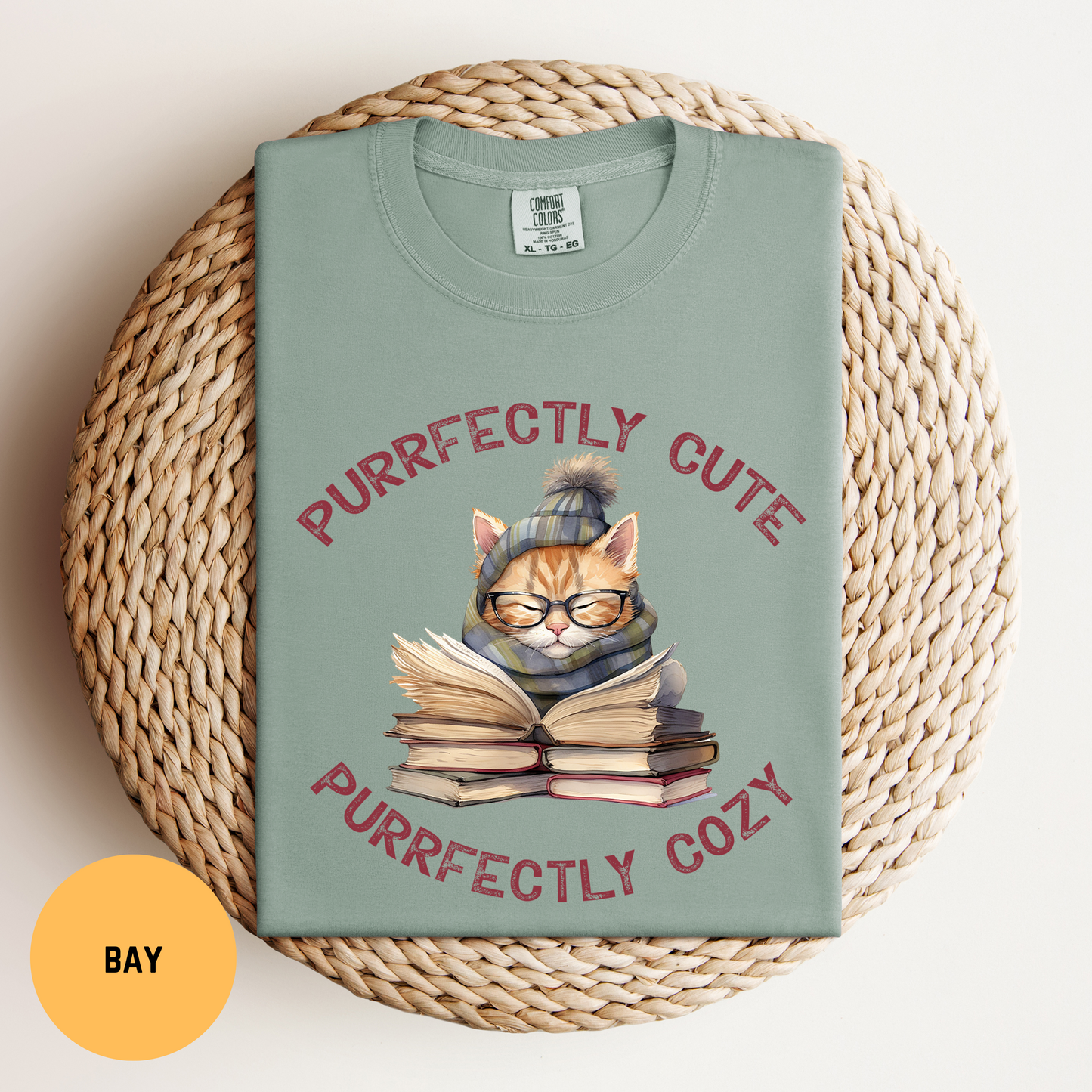 Cats & Books T-Shirt, Cat Reading Shirt, Purrfectly Cozy Cat Shirt, Funny Cat Tee