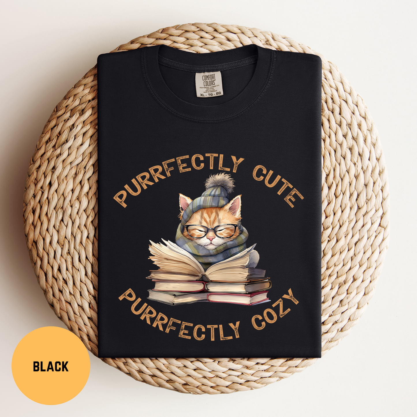 Cats & Books T-Shirt, Cat Reading Shirt, Purrfectly Cozy Cat Shirt, Funny Cat Tee