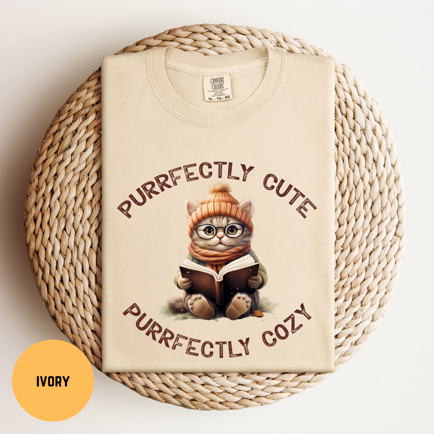 Cat Reading Shirt, Purrfectly Cozy Cat Shirt, Cats & Books T-Shirt, Funny Cat Tee