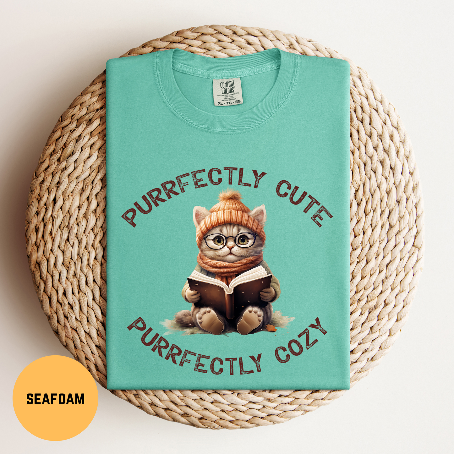 Cat Reading Shirt, Purrfectly Cozy Cat Shirt, Cats & Books T-Shirt, Funny Cat Tee