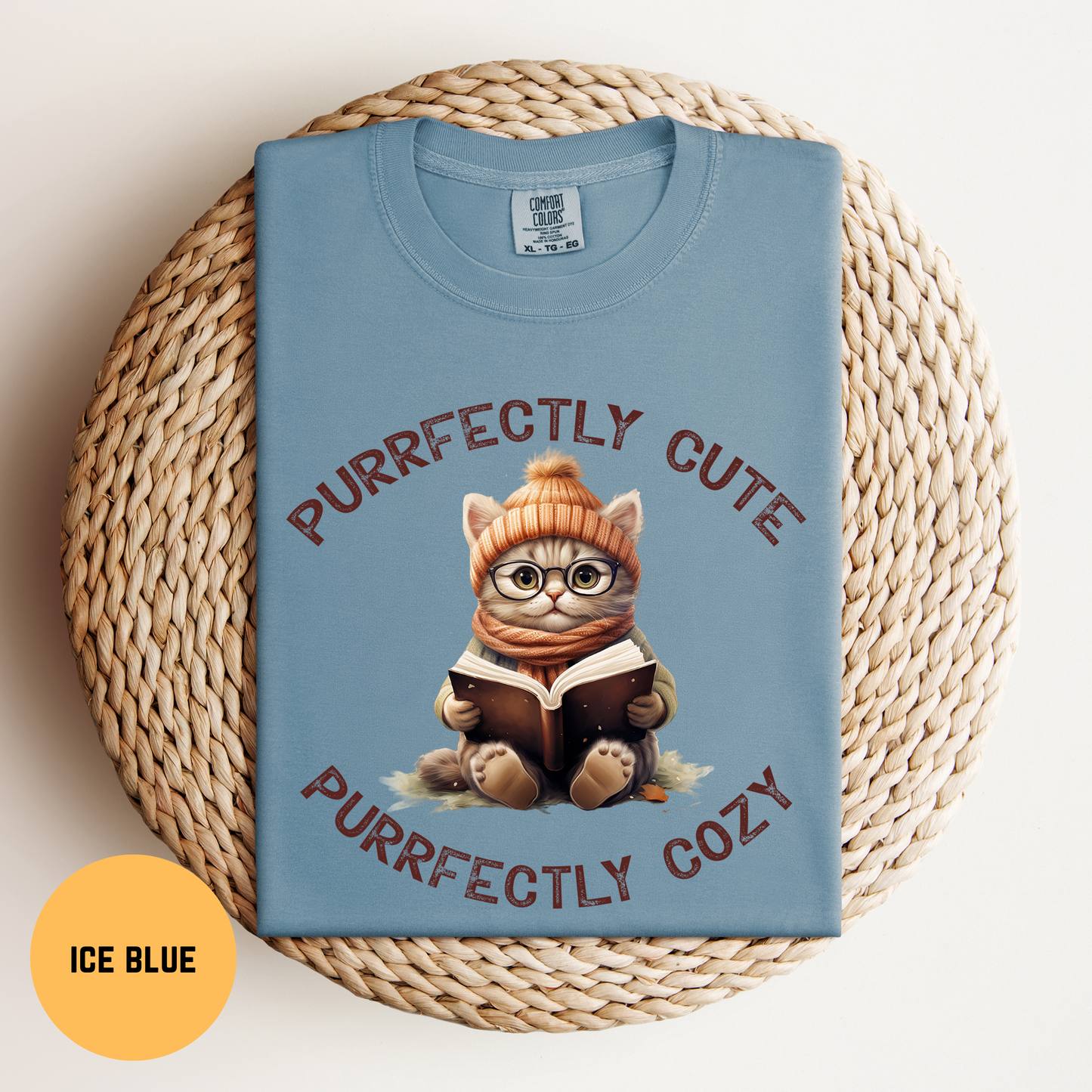 Cat Reading Shirt, Purrfectly Cozy Cat Shirt, Cats & Books T-Shirt, Funny Cat Tee