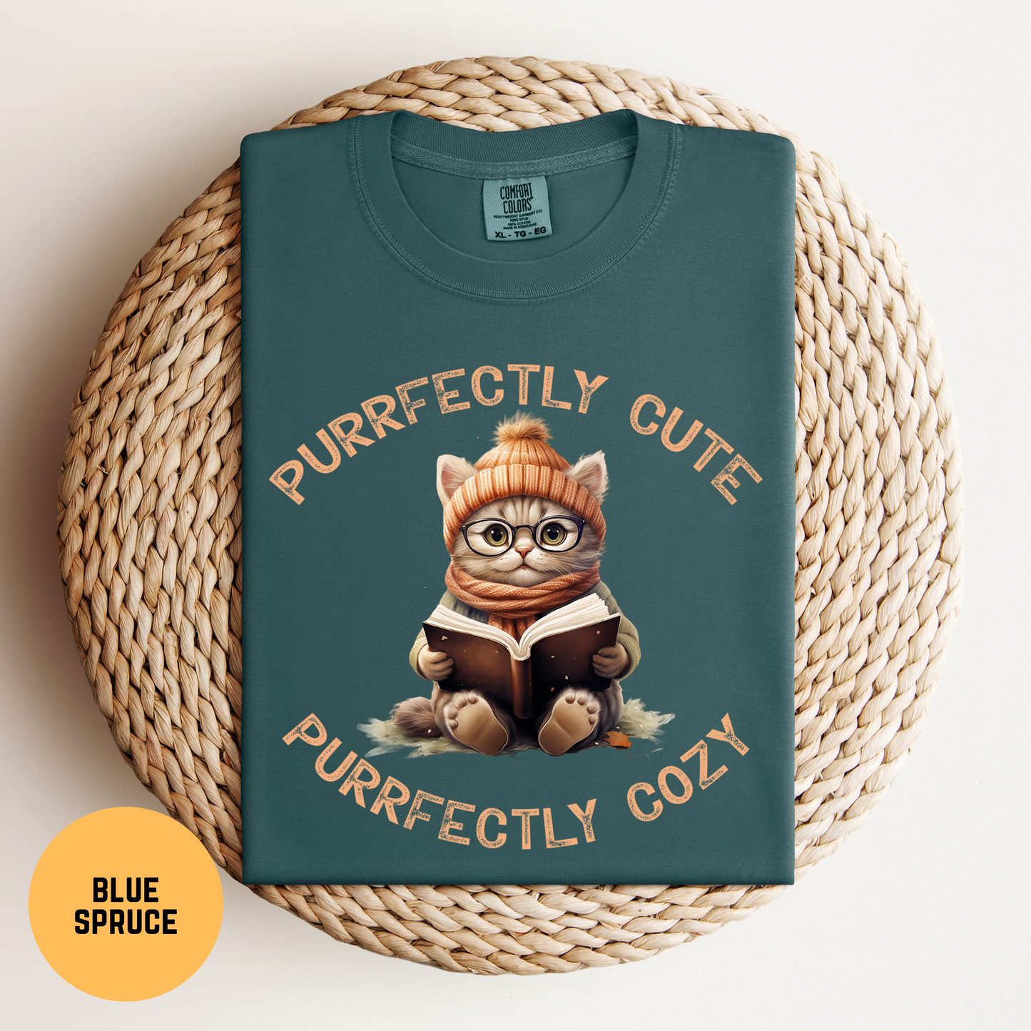 Cat Reading Shirt, Purrfectly Cozy Cat Shirt, Cats & Books T-Shirt, Funny Cat Tee