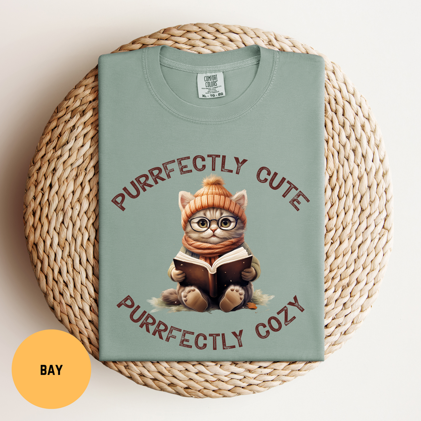 Cat Reading Shirt, Purrfectly Cozy Cat Shirt, Cats & Books T-Shirt, Funny Cat Tee