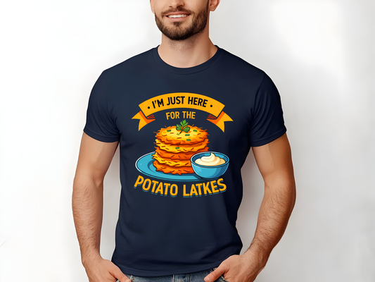 Here for the Latkes Shirt, Funny Hanukkah Tee, Jewish Holiday T-Shirt