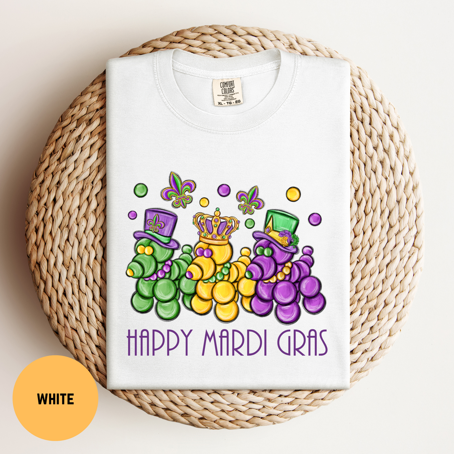 Happy Mardi Gras T-shirt, Bead Dog Tee, Comfort Colors Mardi Gras Shirt, Mardi Gras Bead Dog Shirt