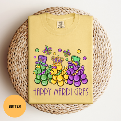 Happy Mardi Gras T-shirt, Bead Dog Tee, Comfort Colors Mardi Gras Shirt, Mardi Gras Bead Dog Shirt