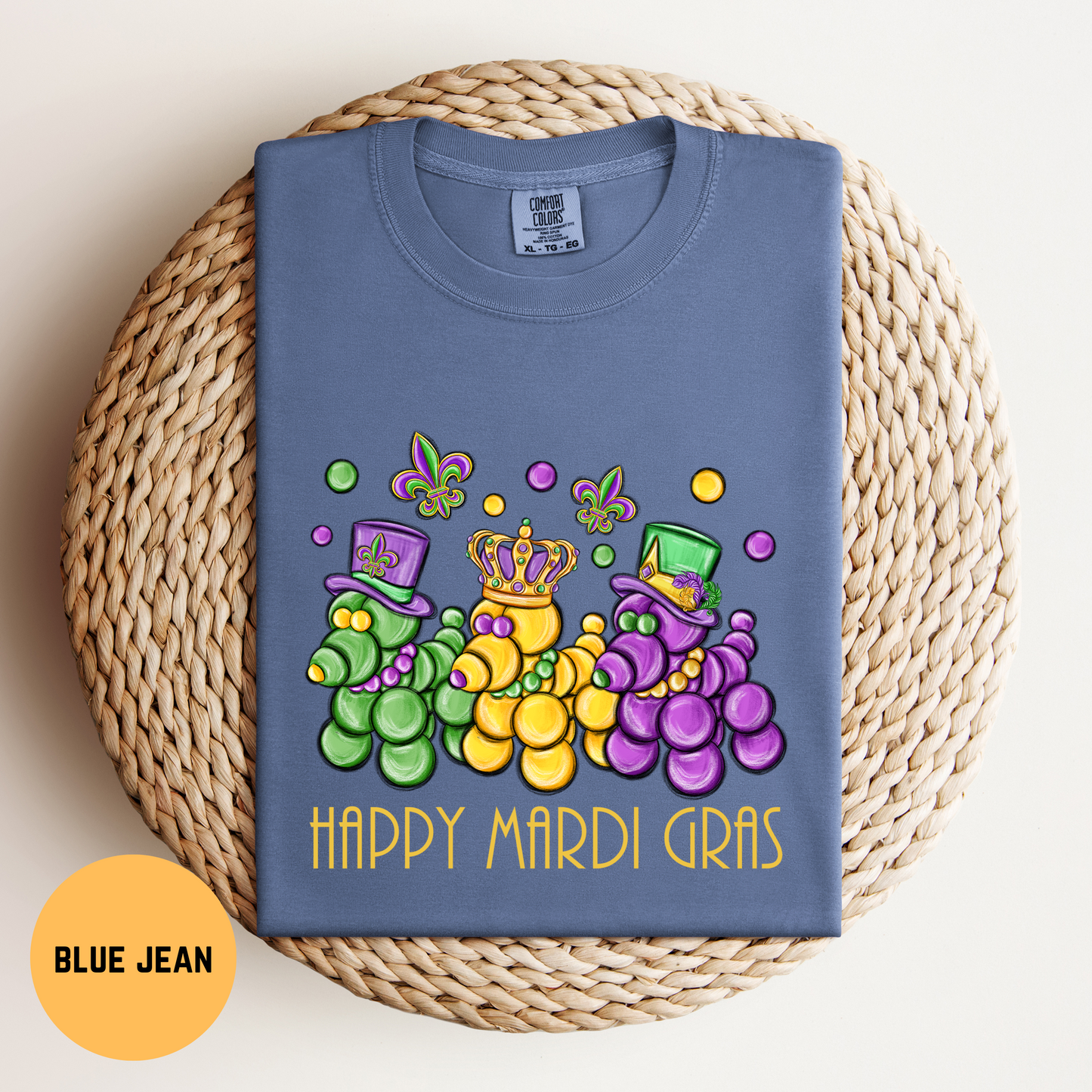 Happy Mardi Gras T-shirt, Bead Dog Tee, Comfort Colors Mardi Gras Shirt, Mardi Gras Bead Dog Shirt