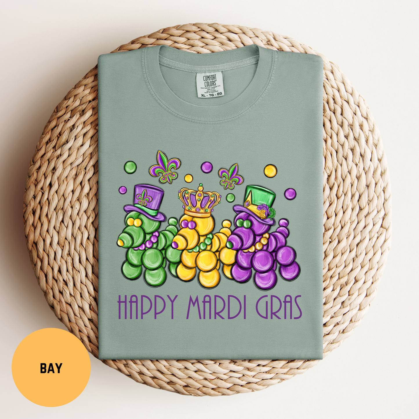 Happy Mardi Gras T-shirt, Bead Dog Tee, Comfort Colors Mardi Gras Shirt, Mardi Gras Bead Dog Shirt