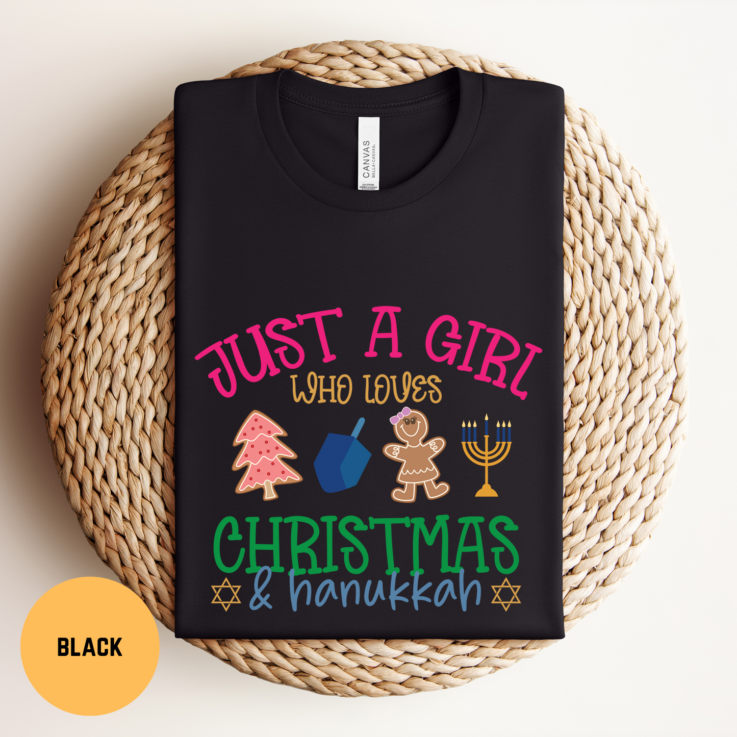 Hanukkah & Christmas Shirt, Just a Girls Who loves Hanukkah and Christmas Tee