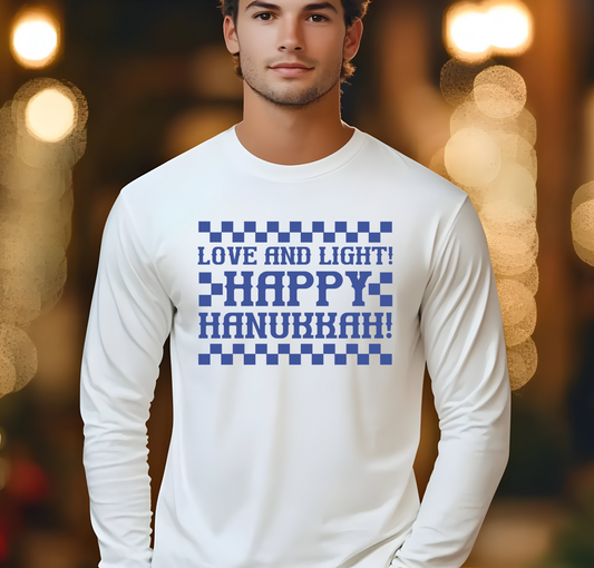 Happy Hanukkah Long Sleeved T-Shirt, Skater Style Hanukkah Shirt