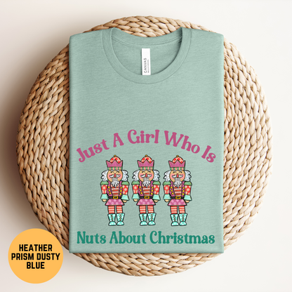 Girls Pink Nutcracker Christmas Shirt, Nuts About Christmas T-shirt, Funny Nutcracker Tee