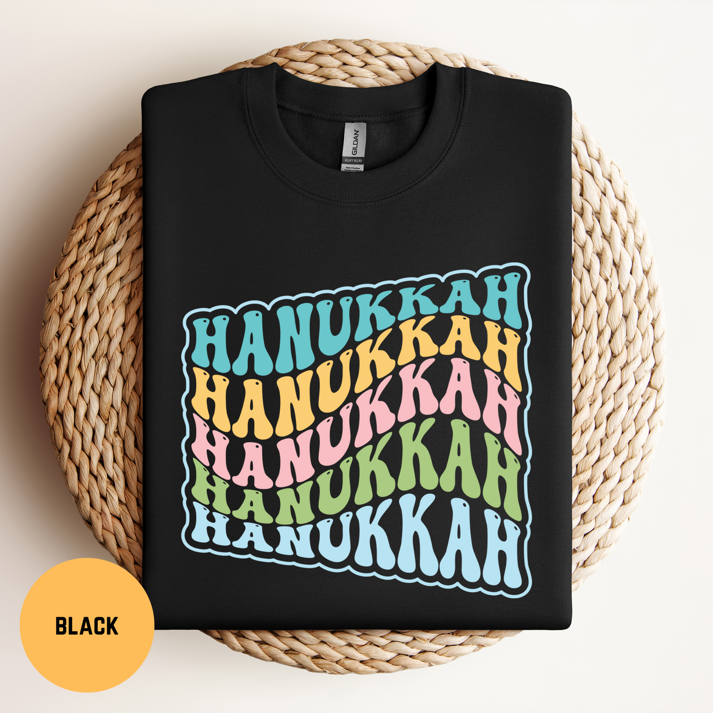 Retro Hanukkah Sweatshirt, Wavy Stacked Hanukkah Unisex Shirt