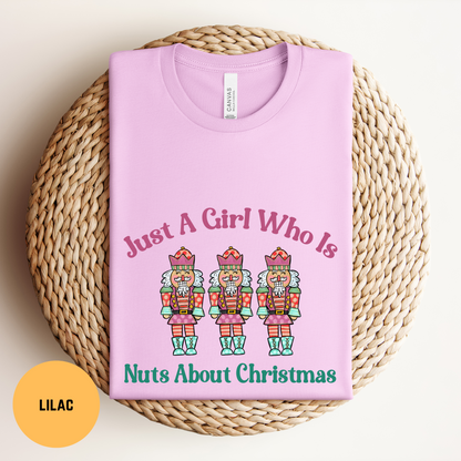 Girls Pink Nutcracker Christmas Shirt, Nuts About Christmas T-shirt, Funny Nutcracker Tee