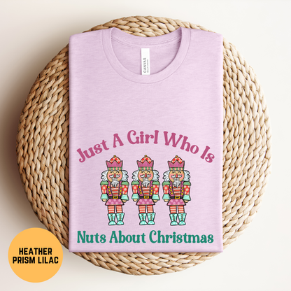 Girls Pink Nutcracker Christmas Shirt, Nuts About Christmas T-shirt, Funny Nutcracker Tee