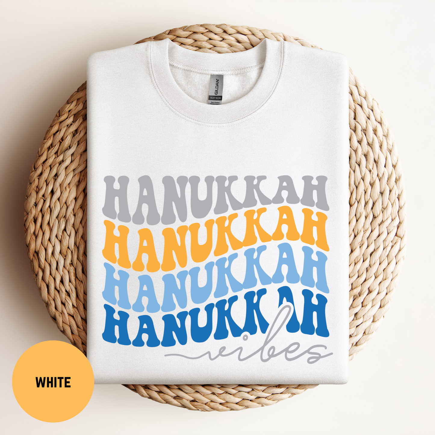 Hanukkah Vibes Sweatshirt, Retro Stacked Happy Hanukkah Shirt