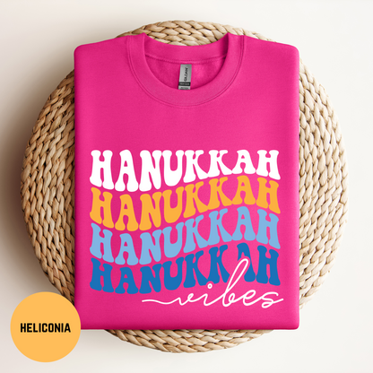 Hanukkah Vibes Sweatshirt, Retro Stacked Happy Hanukkah Shirt