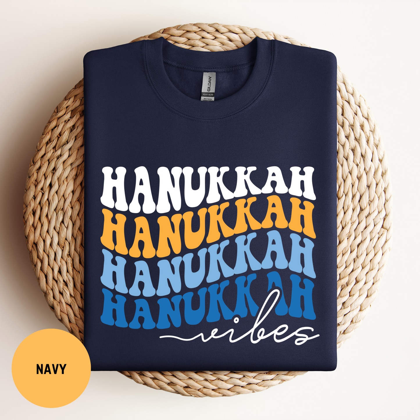 Hanukkah Vibes Sweatshirt, Retro Stacked Happy Hanukkah Shirt