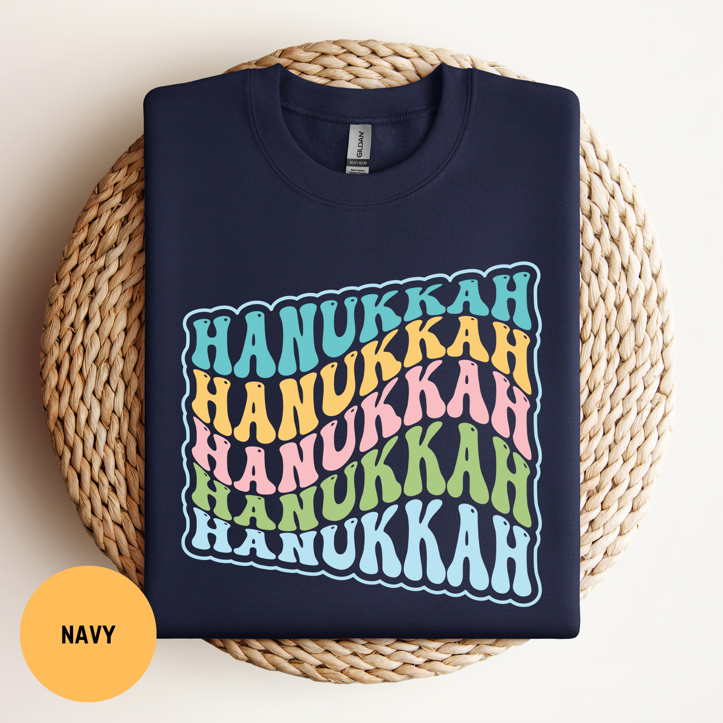 Retro Hanukkah Sweatshirt, Wavy Stacked Hanukkah Unisex Shirt