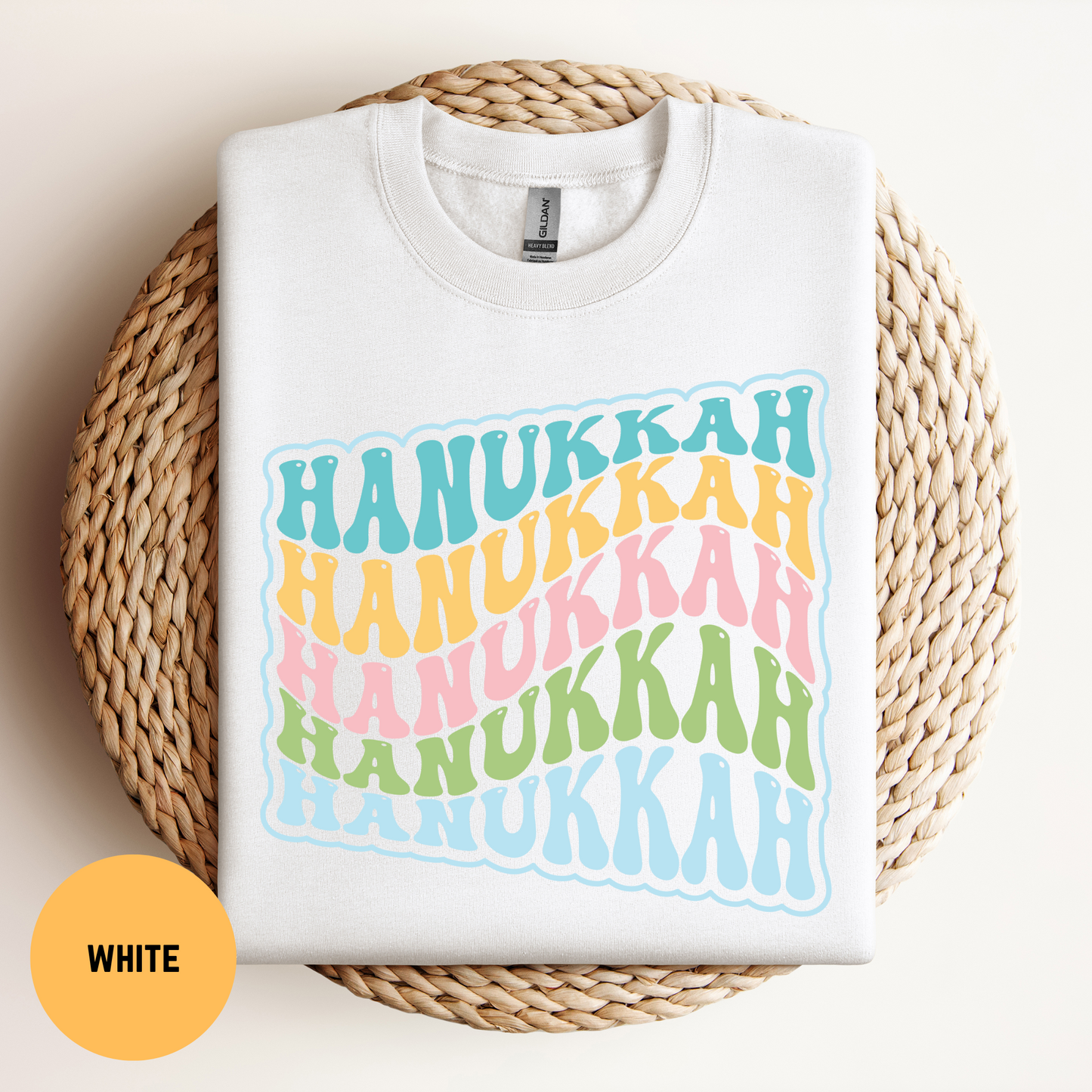 Retro Hanukkah Sweatshirt, Wavy Stacked Hanukkah Unisex Shirt