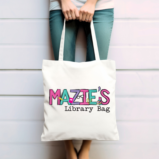 Personalized Retro Library Bag for Tweens