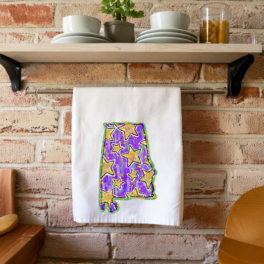 Alabama State Mardi Gras Kitchen Towel