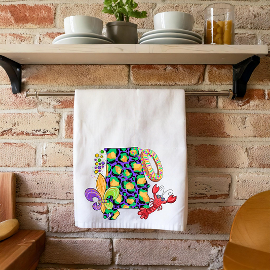 Alabama Leopard Mardi Gras Kitchen Towel