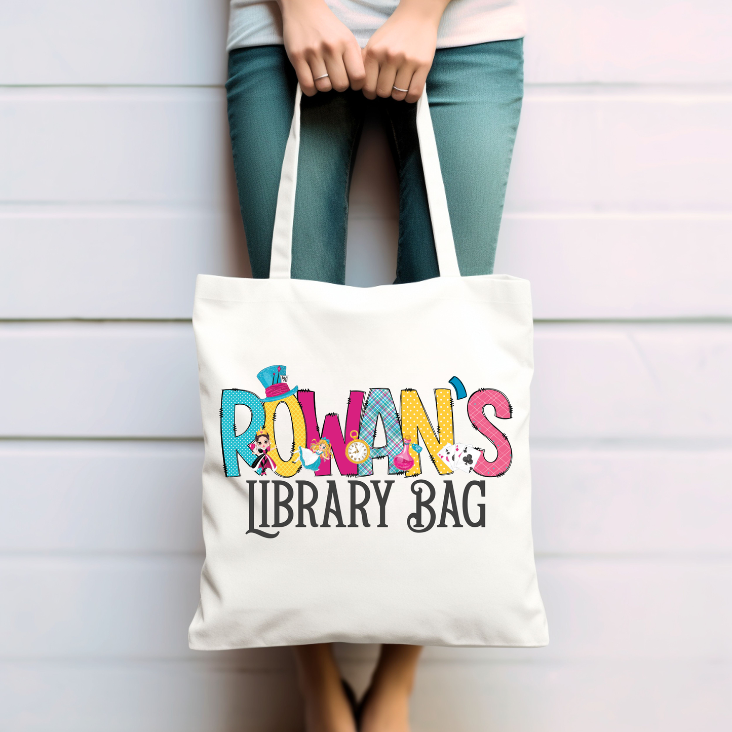 Alice In Wonderland Inspired Library Tote Bag