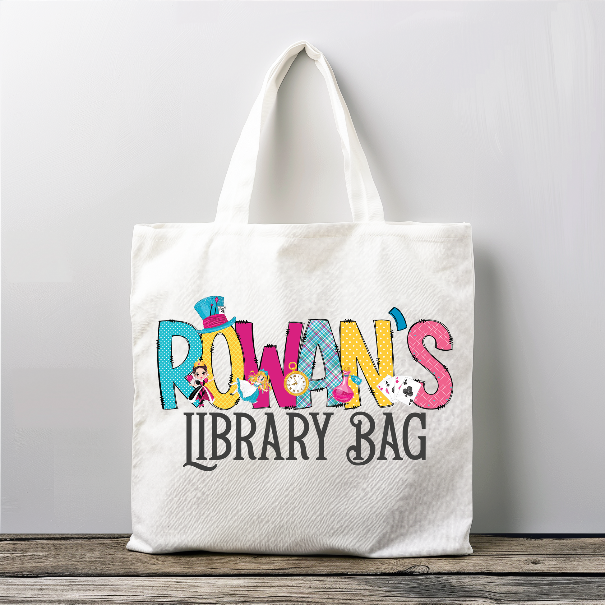 Alice In Wonderland Inspired Library Tote Bag