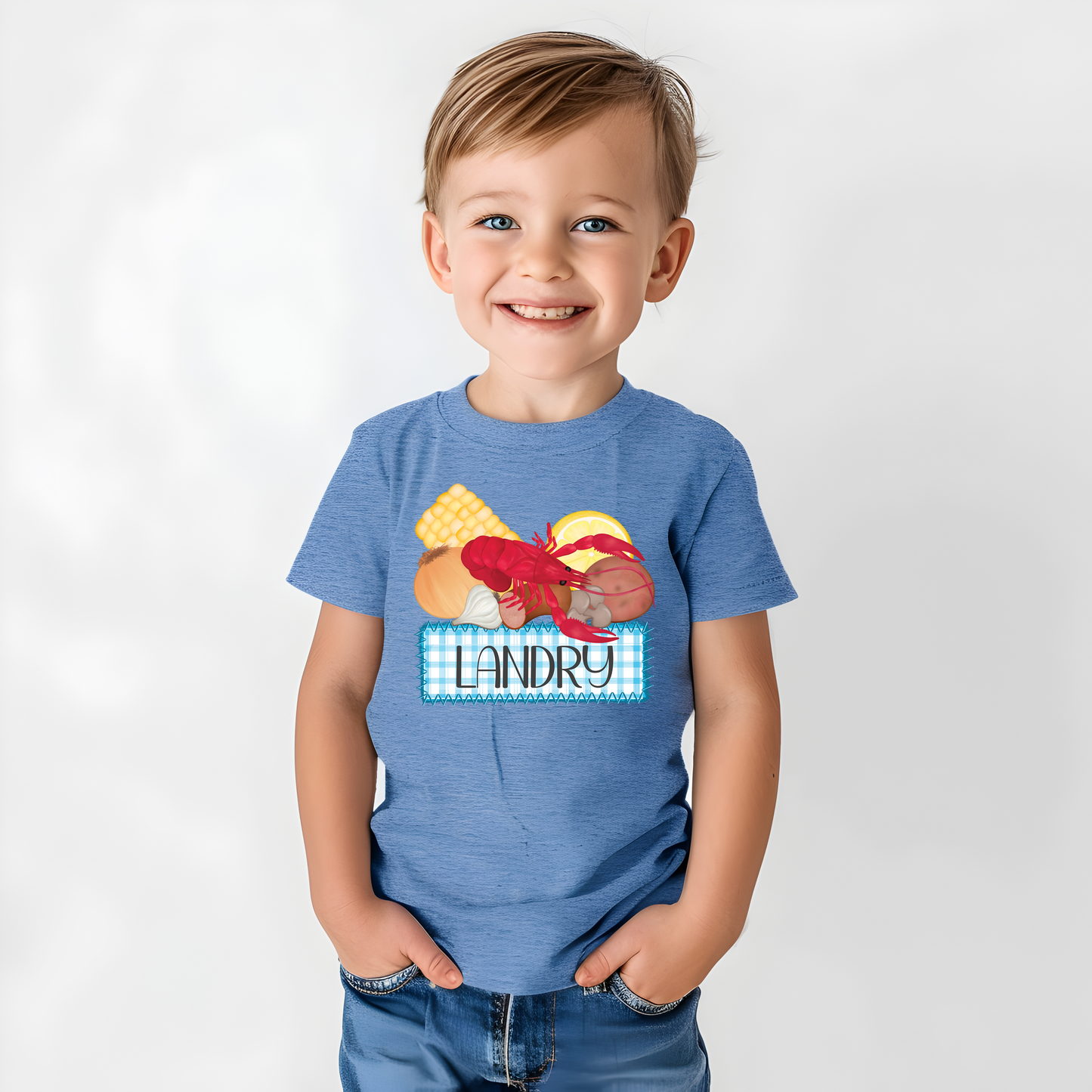 Personalized Boys Crawfish Boil Toddler T-Shirt, Kids Crawfish Boil Shirt, Monogram Crawfish Tee