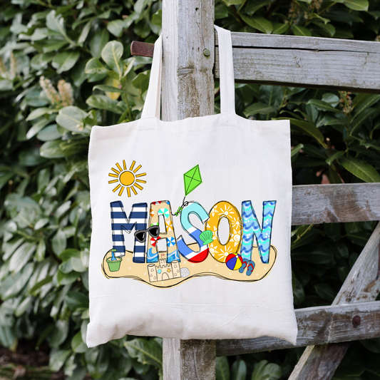 Personalized Boys Beach Tote Bag