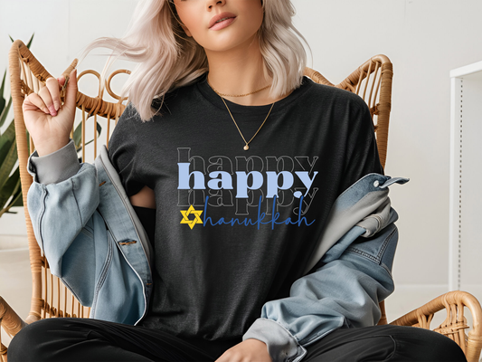 Happy Hanukkah Shirt, Jewish Holiday Gift, Matching Family Hanukkah Tees