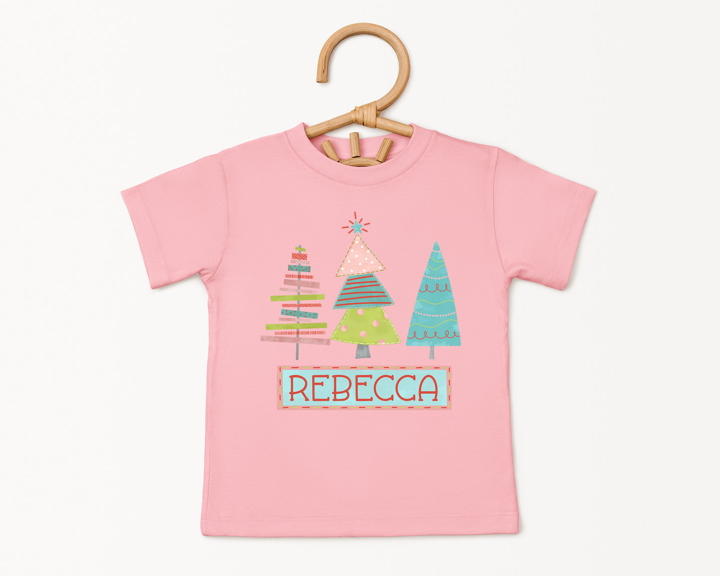 Girls Personalized Christmas Tree Shirt, Toddler Name Christmas T-Shirt, Custom Little Girl's Christmas Tee