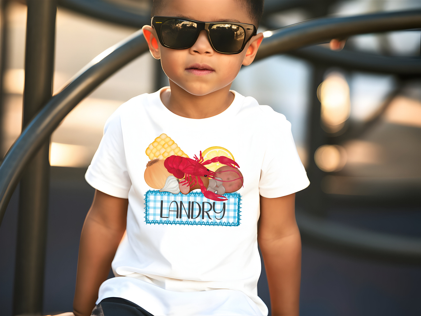 Personalized Boys Crawfish Boil Toddler T-Shirt, Kids Crawfish Boil Shirt, Monogram Crawfish Tee