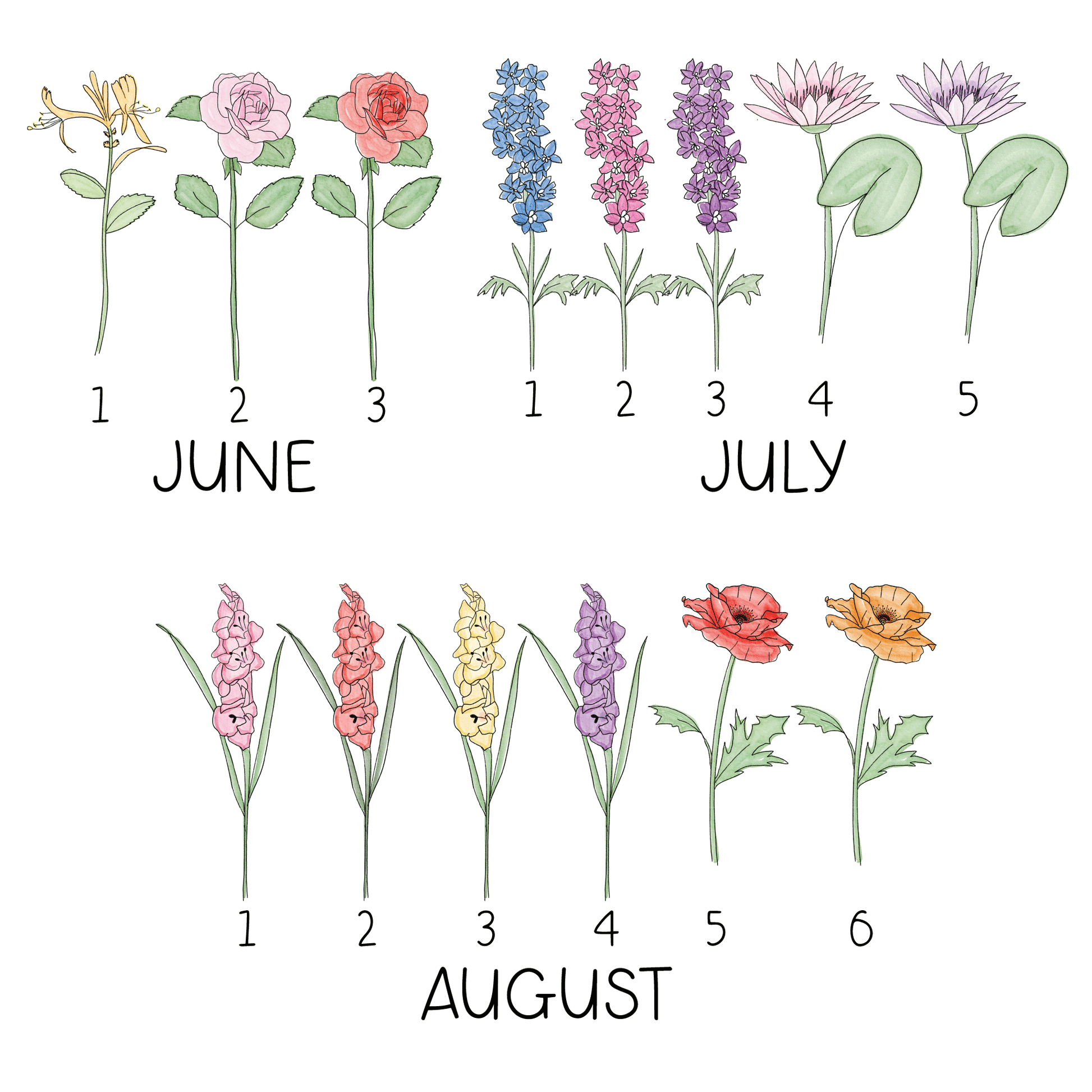 Custom Birth Month Flower Bouquet Tea Towel Options