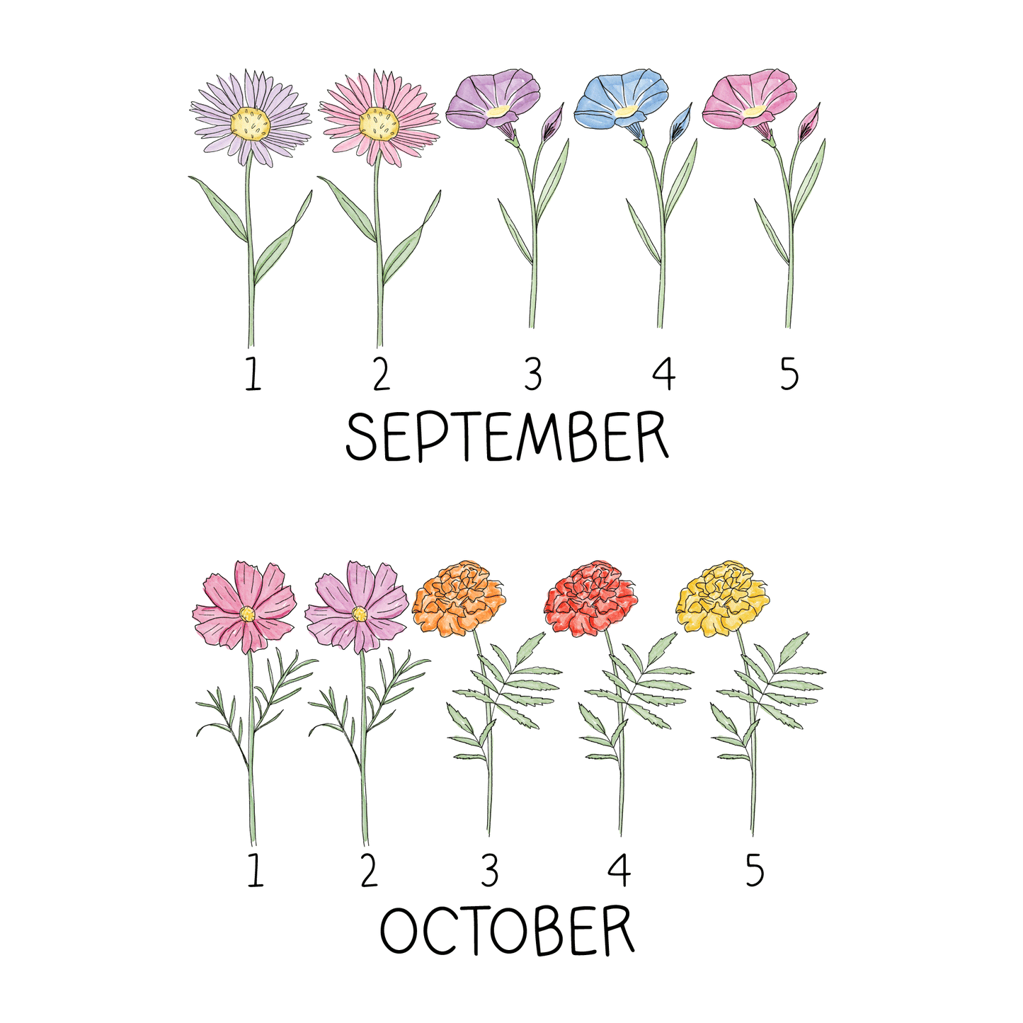 Custom Birth Month Flower Bouquet Tea Towel Options