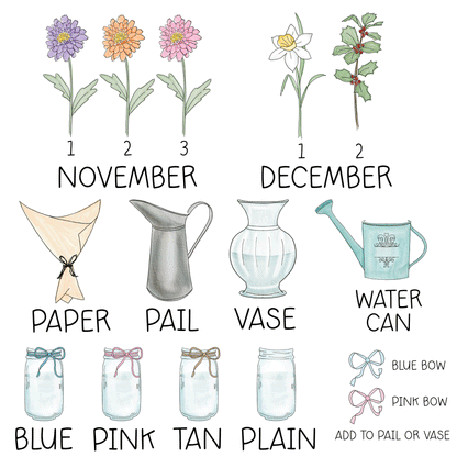 Custom Birth Month Flower Bouquet Tea Towel Options