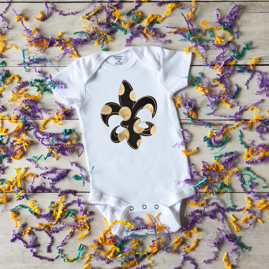 Black & Gold Fleur De Lis Onesie