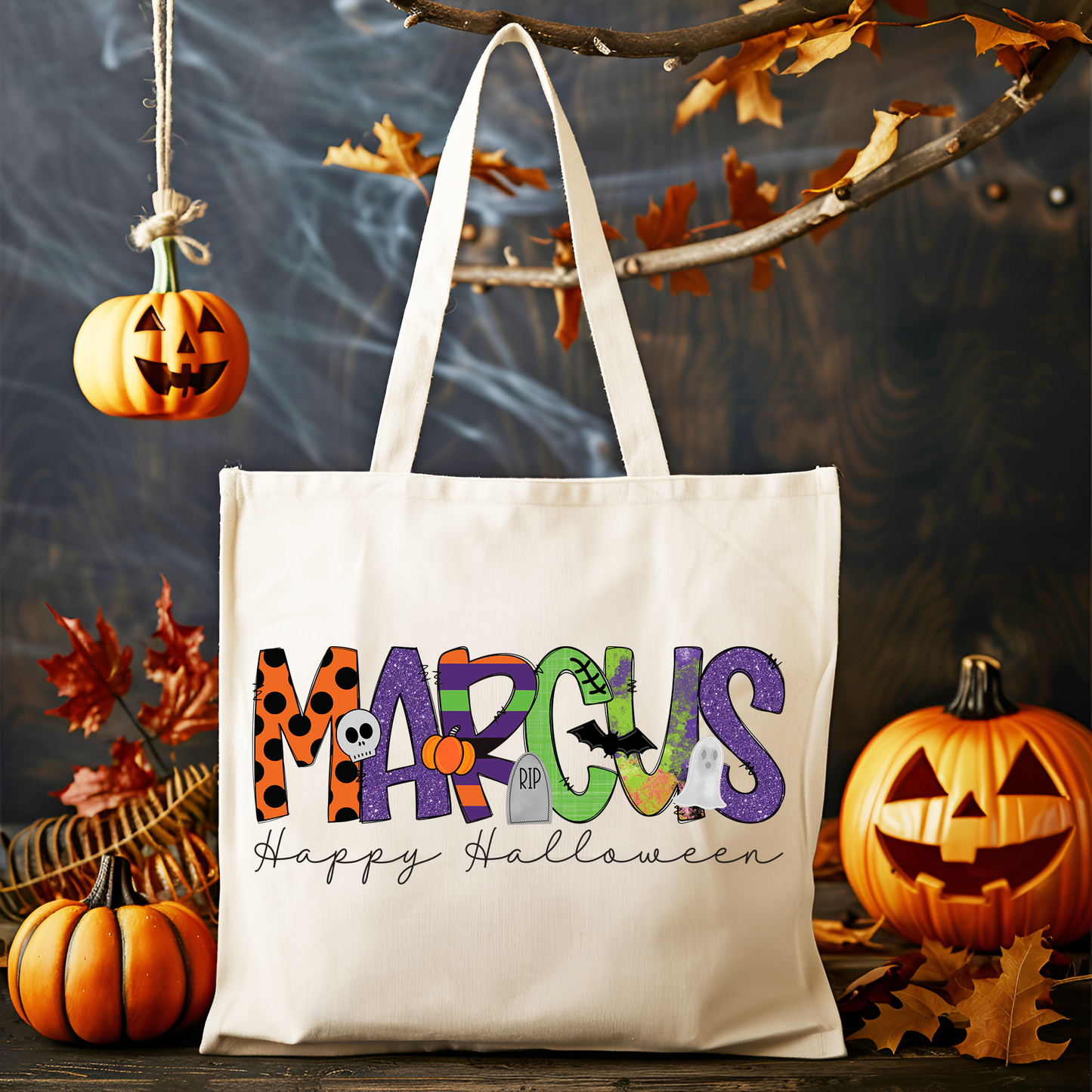 Boys Name Halloween Tote Bag