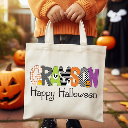 Boys Name Happy Halloween Tote Bag