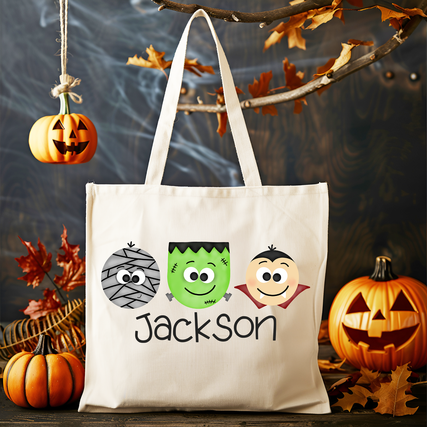 Personalized Boys Halloween Tote Bag