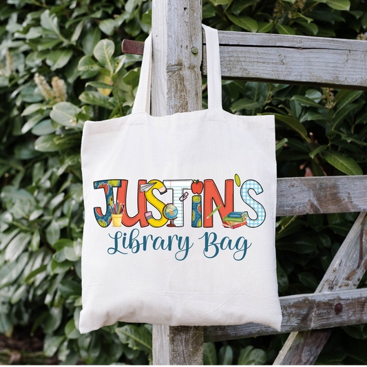 Boys Name Library Book Tote Bag