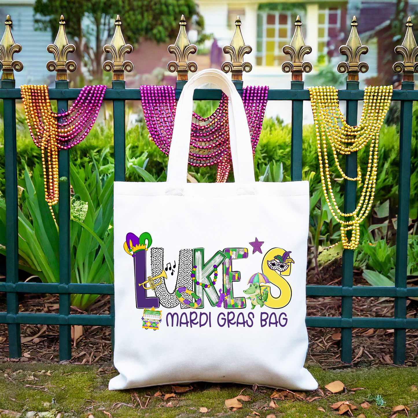 Mardi Gras Parade Bag, Personalized Mardi Gras Bead Bag