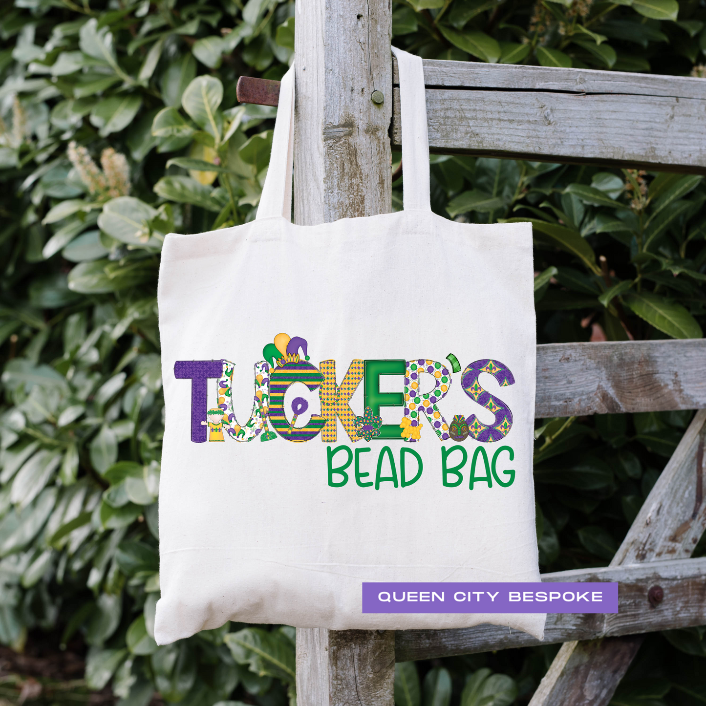 Personalized Mardi Gras Bead Bag