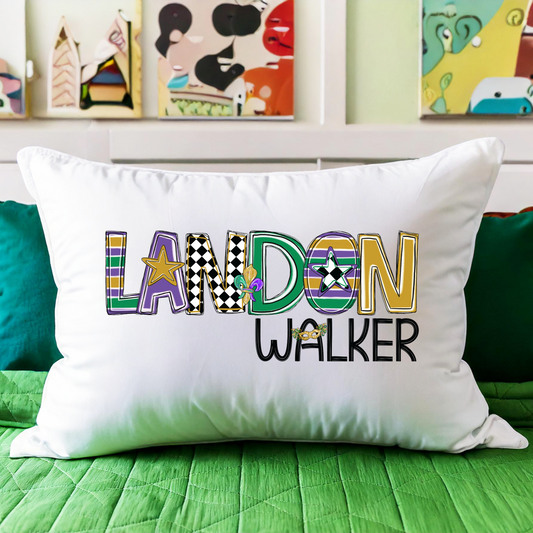 Personalized Mardi Gras Pillow, Boys Mardi Gras Decoration