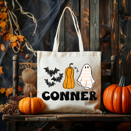 Retro Boys Name Halloween Tote Bag